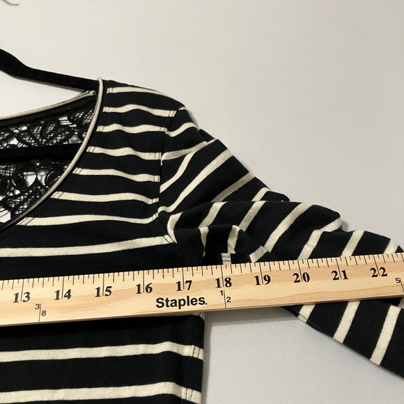 Striped Long Sleeve Top- Lace Details NWT - Picture 8 of 10